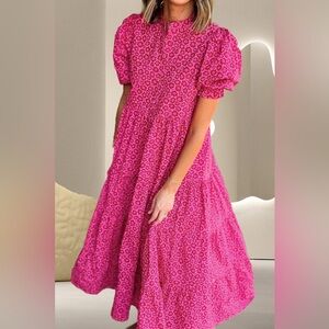 Karlie Pink Floral Puff Sleeve Dress